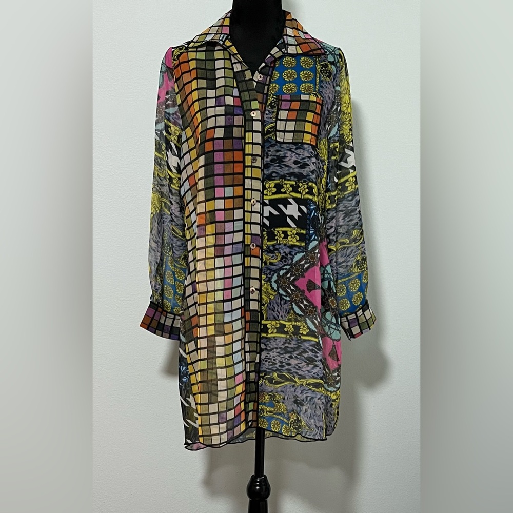 Adore Multicolor Patchwork Button-Down Shirt